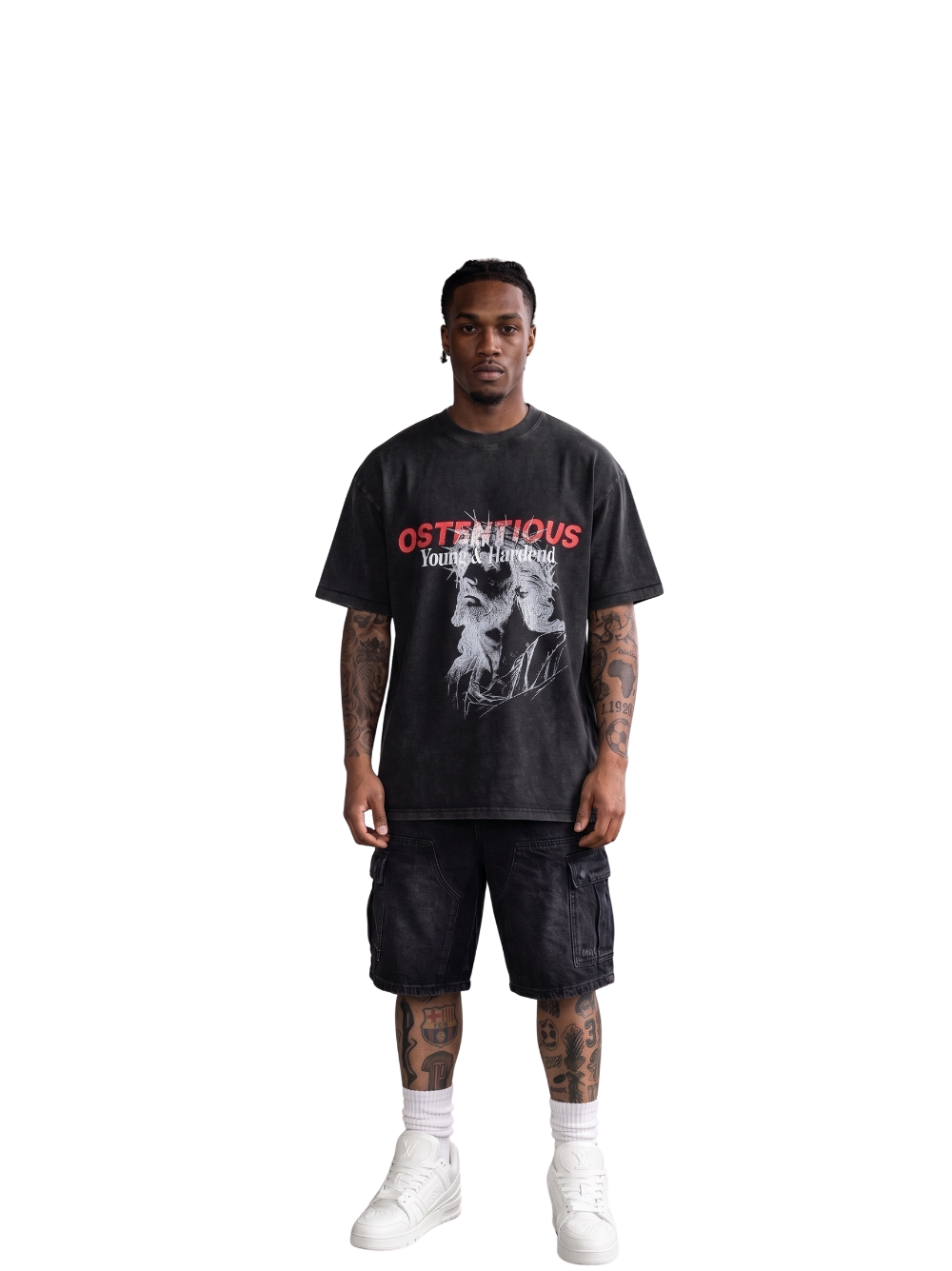 Oversized T-shirt by Ostentious and unseen grail. Graphic cotton t-shirt. local streetwear brands south africa. female and male.