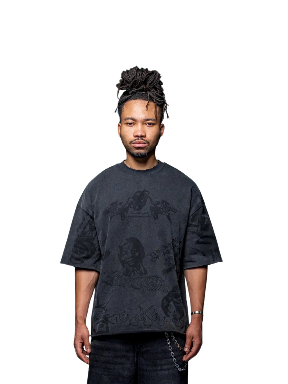 Oversized T-shirt by Ostentious and unseen grail. Graphic cotton t-shirt. local streetwear brands south africa. female and male.