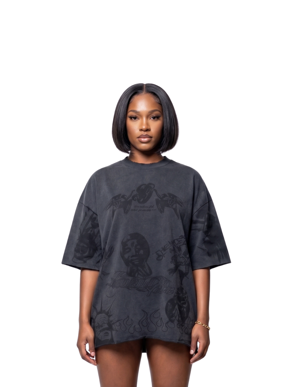Oversized T-shirt by Ostentious and unseen grail. Graphic cotton t-shirt. local streetwear brands south africa. female and male.