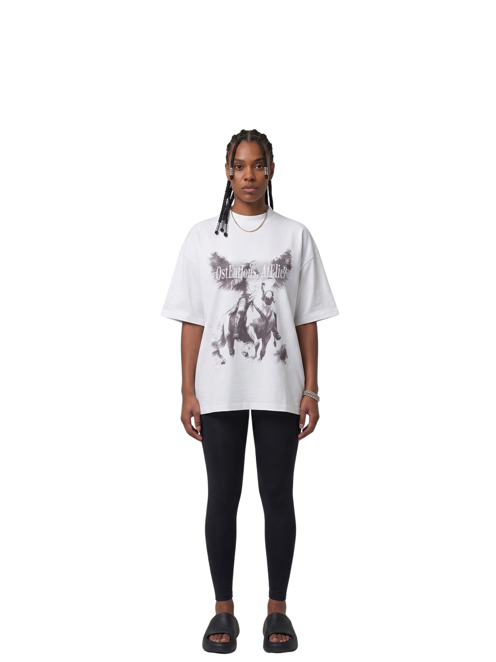 Oversized T-shirt by Ostentious and unseen grail. Graphic cotton t-shirt. local streetwear brands south africa. female and male.