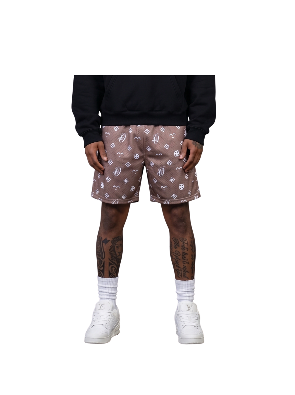 Oversized shorts by Ostentious and unseen grail. graphic shorts. local streetwear brands south africa. female and male.
