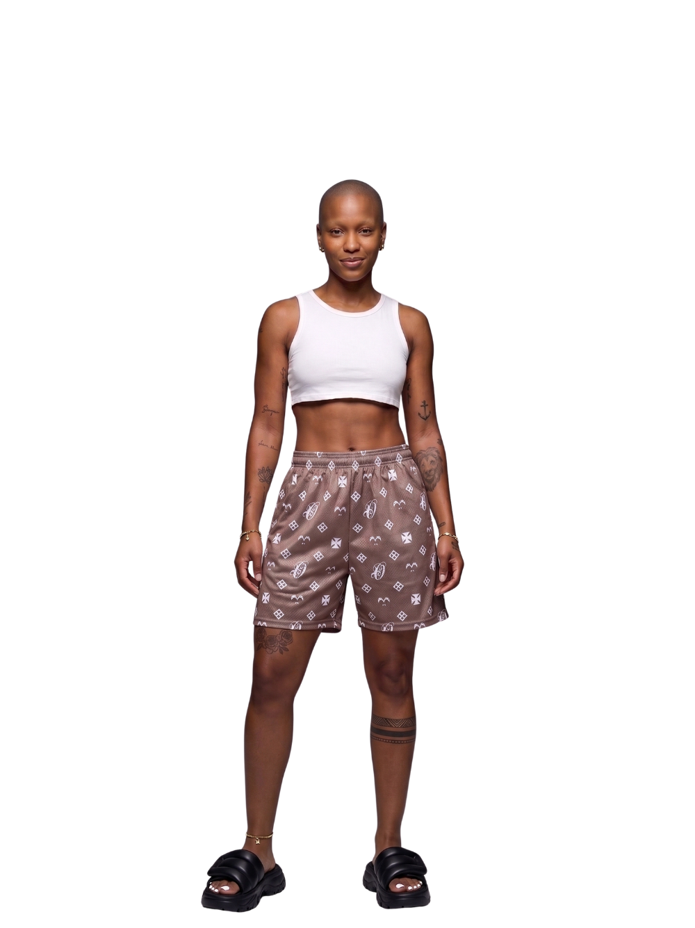 Oversized shorts by Ostentious and unseen grail. graphic shorts. local streetwear brands south africa. female and male.
