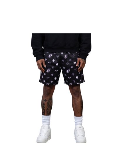 Oversized shorts by Ostentious and unseen grail. graphic shorts. local streetwear brands south africa. female and male.