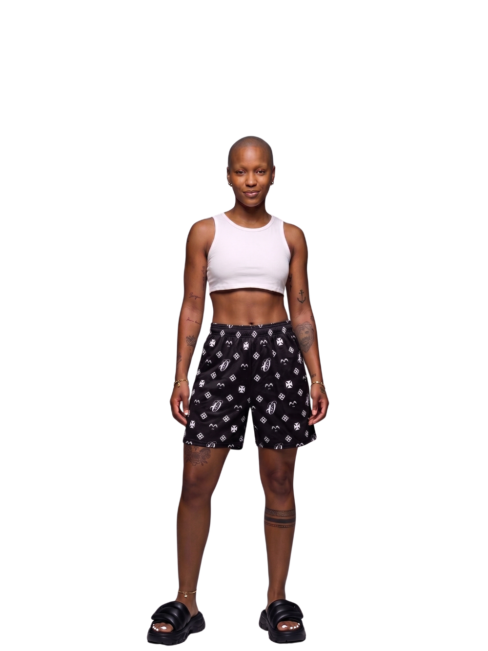 Oversized shorts by Ostentious and unseen grail. graphic shorts. local streetwear brands south africa. female and male.