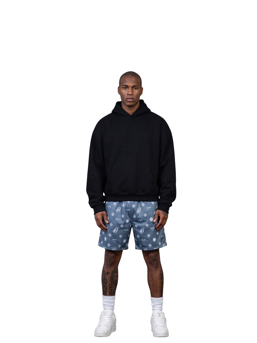 Oversized shorts by Ostentious and unseen grail. graphic shorts. local streetwear brands south africa. female and male.