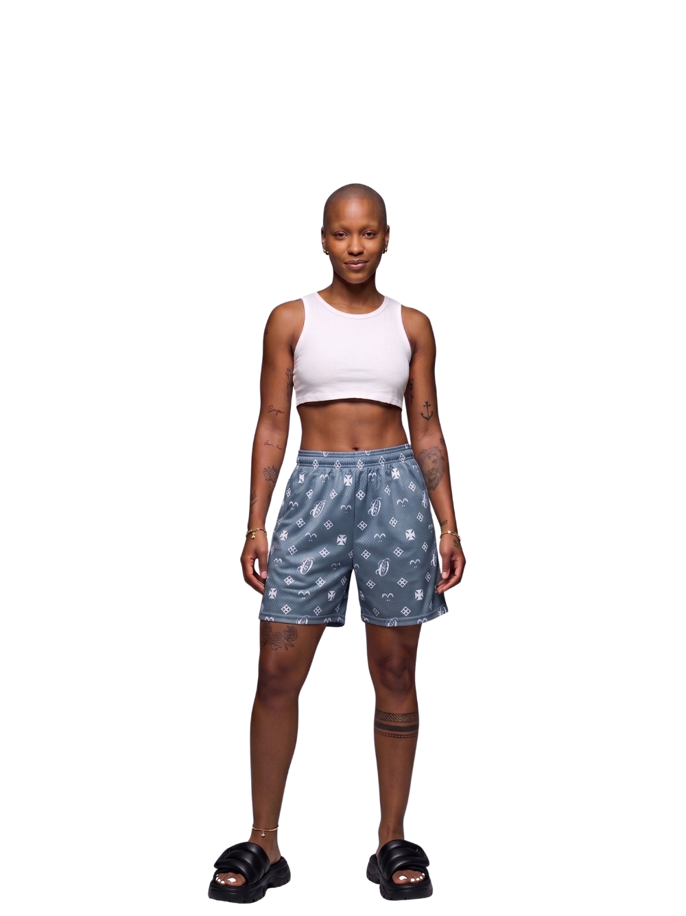 Oversized shorts by Ostentious and unseen grail. graphic shorts. local streetwear brands south africa. female and male.