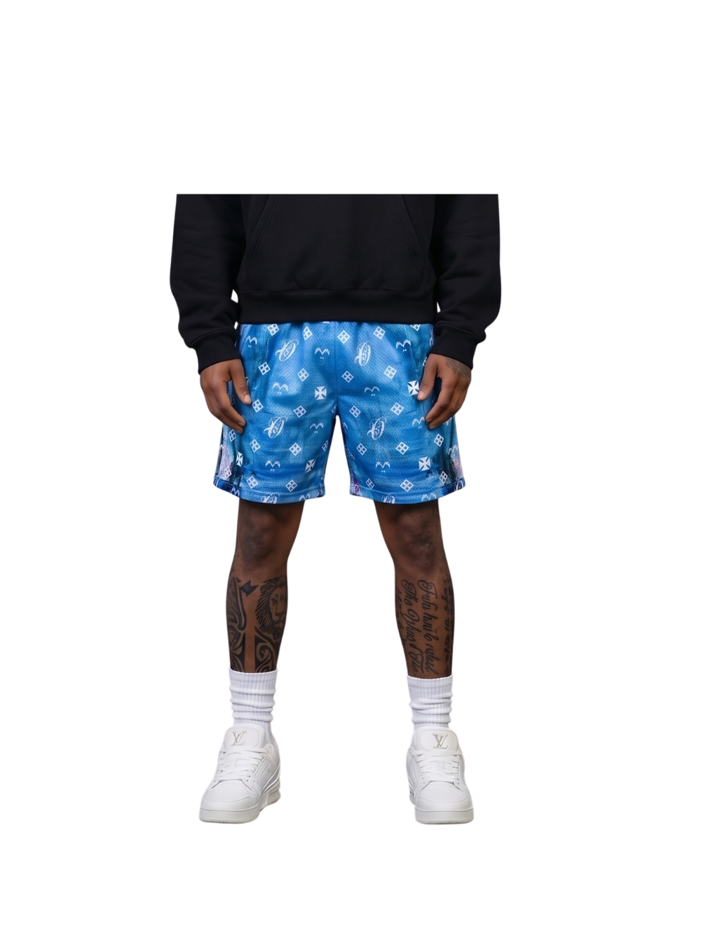 Oversized shorts by Ostentious and unseen grail. graphic shorts. local streetwear brands south africa. female and male.
