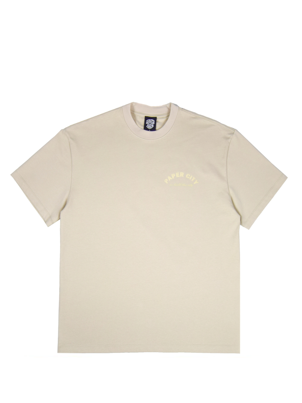 Paper city cream oversized graphic tshirt at unseen grail. local brands south africa. streetwear. men and women. mock up front
