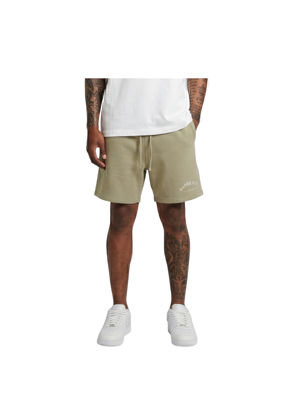 Paper city green oversized shorts at unseen grail. local brands south africa. streetwear. men and women. male front image