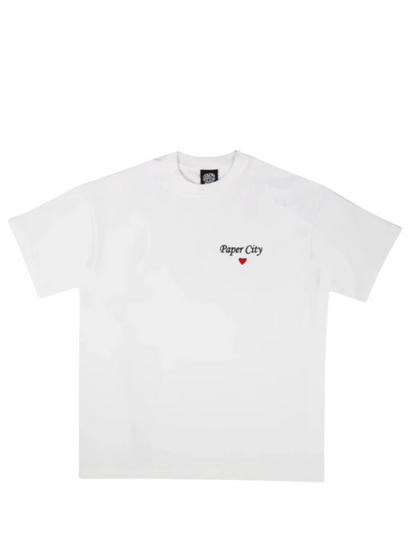 Paper city white oversized graphic tshirt at unseen grail. local brands south africa. streetwear. men and women. mock up back