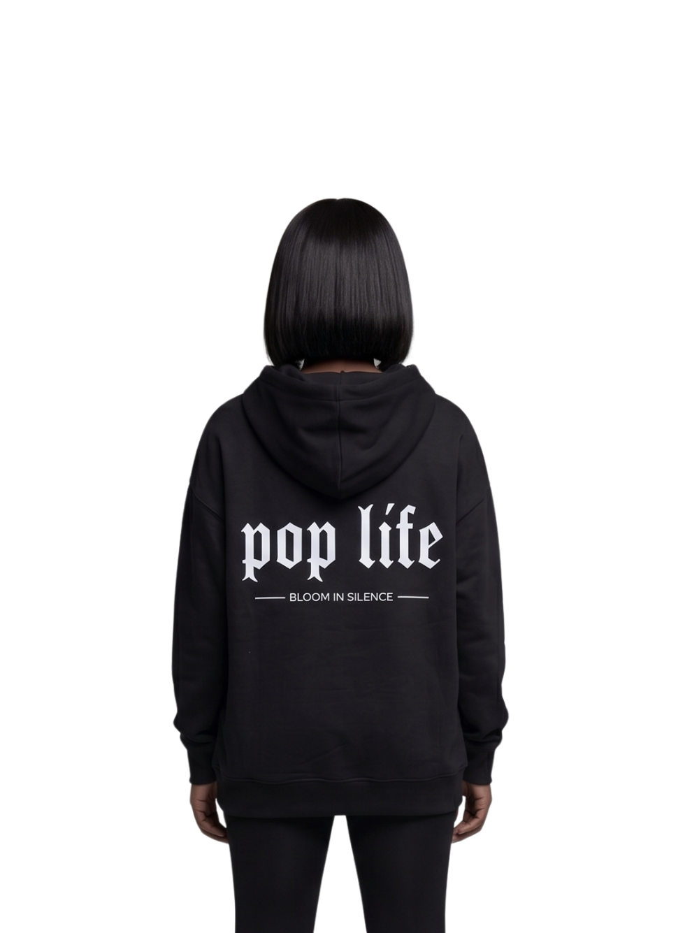 Pop Life black oversized graphic hoodie at unseen grail. local brands south africa. streetwear. men and women. galxboy, bantu, drip. women behind