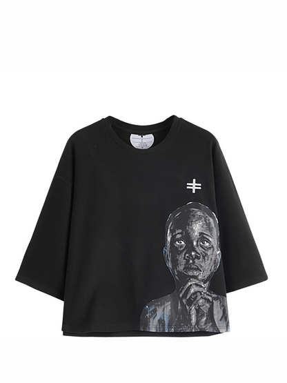 Rare Blaq black oversized graphic t shirt at unseen grail. local brands south africa. streetwear. men and women. flatlay mock up front