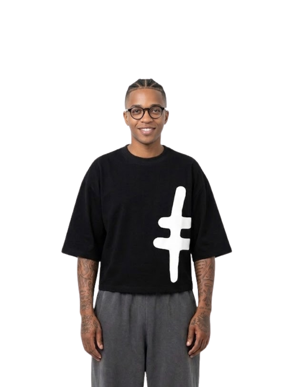 Rare Blaq black oversized graphic t shirt at unseen grail. local brands south africa. streetwear. men and women. male model front