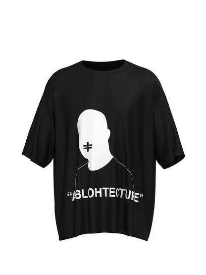 Rare Blaq black oversized graphic t shirt at unseen grail. local brands south africa. streetwear. men and women. studio image flatlay image front view