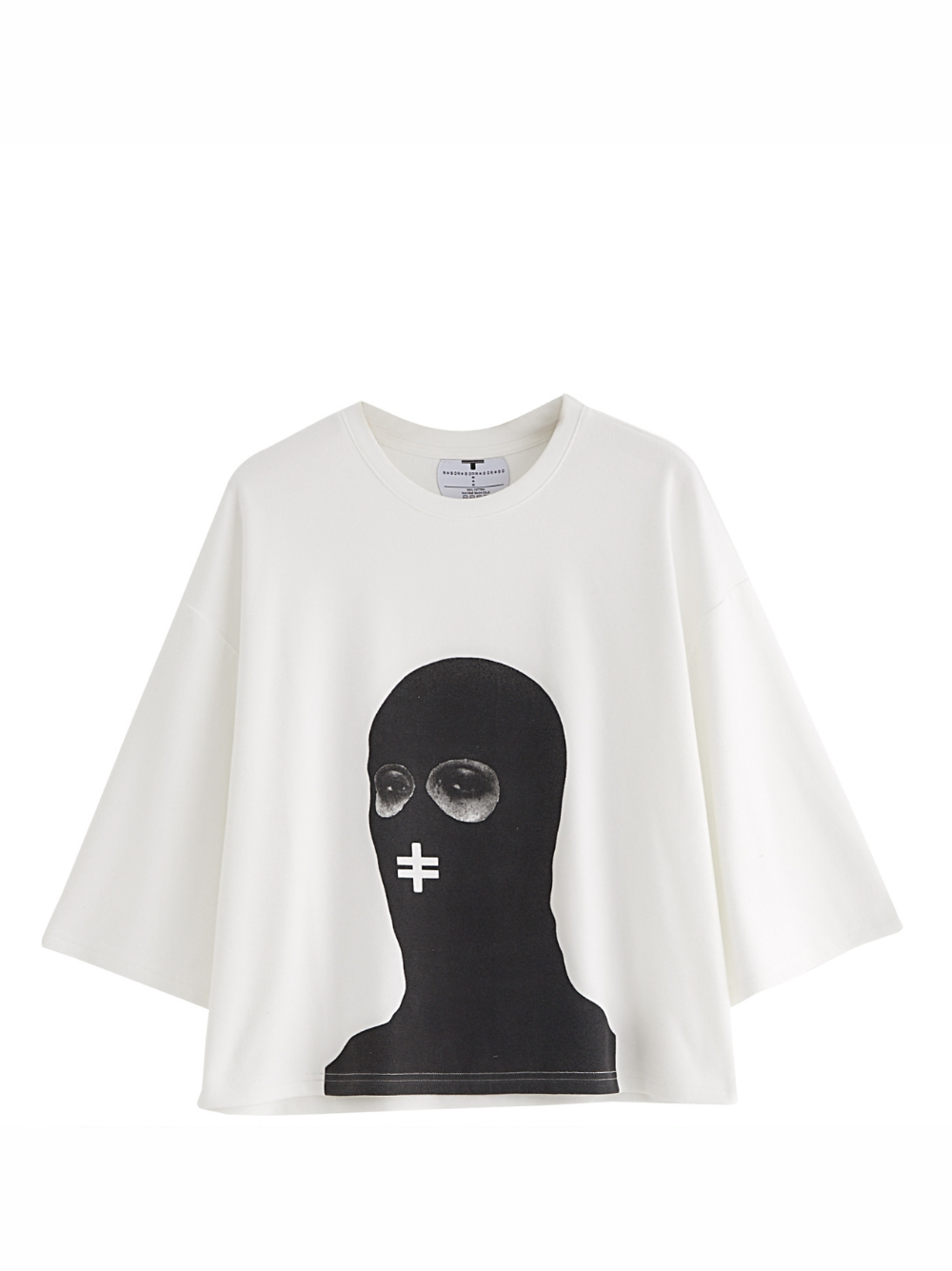 Rare Blaq white oversized graphic t shirt at unseen grail. local brands south africa. streetwear. men and women. studio image flatlay mock up front