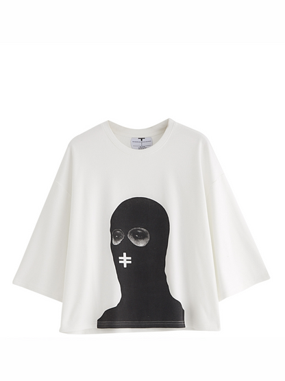 Rare Blaq white oversized graphic t shirt at unseen grail. local brands south africa. streetwear. men and women. studio image flatlay mock up front