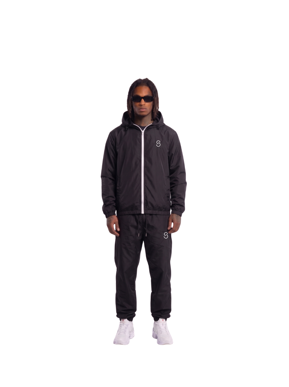 Street Code tracksuit. local brands from south africa found at Unseen Grail. men and women. male model full outfit head to toe