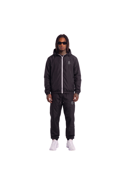 Street Code tracksuit. local brands from south africa found at Unseen Grail. men and women. male model full outfit head to toe