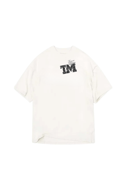Trapped Milano white oversized graphic t shirt at unseen grail. local brands south africa. streetwear. men and women. studio image