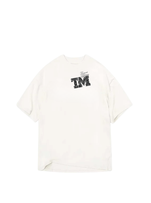 Trapped Milano white oversized graphic t shirt at unseen grail. local brands south africa. streetwear. men and women. studio image