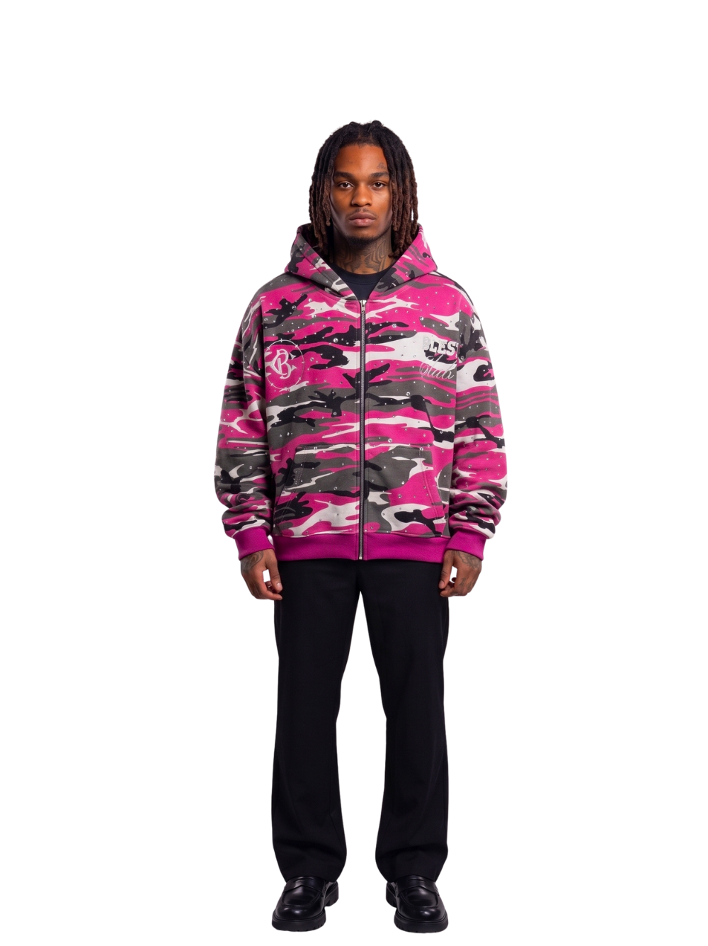 Blest Club Crystal Pink Zip Up Hoodie