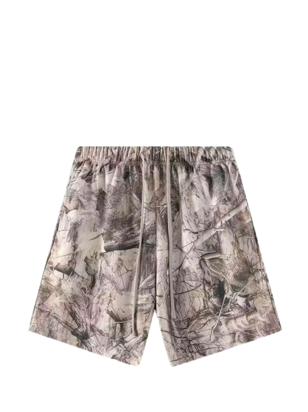 Veluxe camo oversized graphic shorts at unseen grail. local brands south africa. streetwear. men and women. studio image