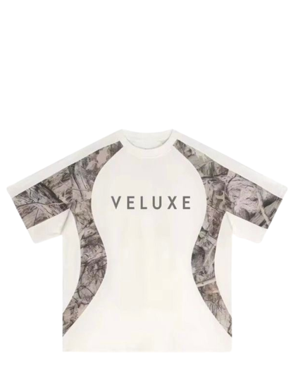 Veluxe camo oversized graphic t shirt at unseen grail. local brands south africa. streetwear. men and women. studio image 