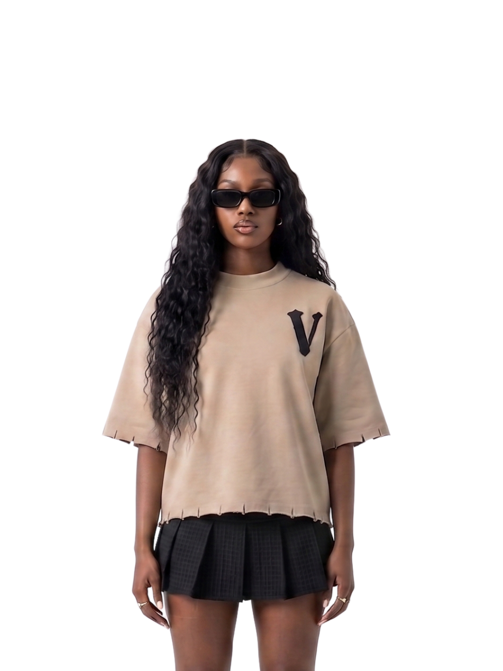 Veritable cream oversized tshirt at unseen grail. men and women. south africa top local brands all at unseen grail. studio image female model front