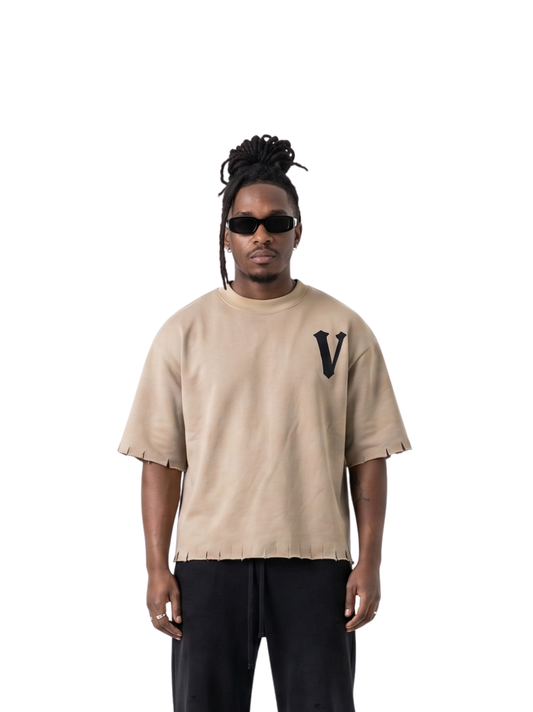 Veritable cream oversized tshirt at unseen grail. men and women. south africa top local brands all at unseen grail. studio image male model front