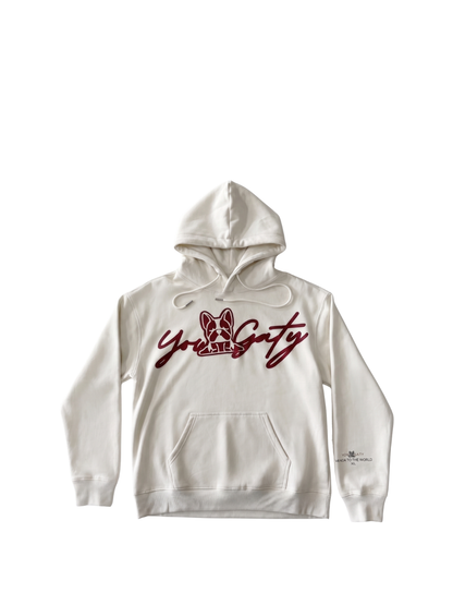 Yowgaty beige oversized graphic hoodie at unseen grail. local brands south africa. streetwear. men and women. studio image front galxboy, bantu, drip