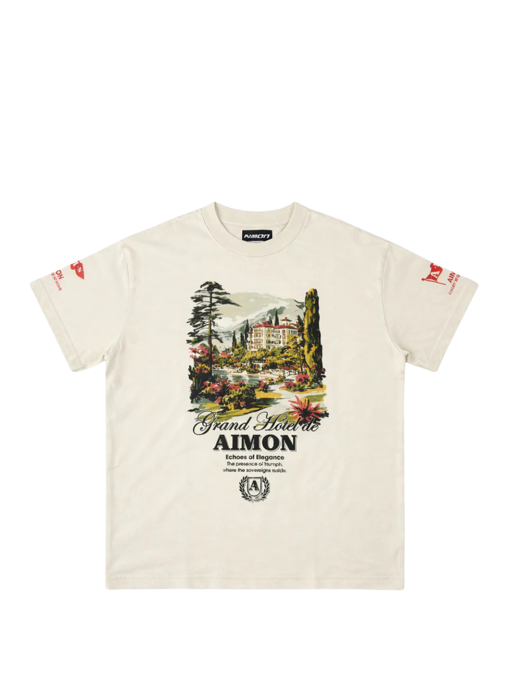 aimon beige oversized graphic tshirt at unseen grail. local brands south africa. streetwear. men and women. studio image