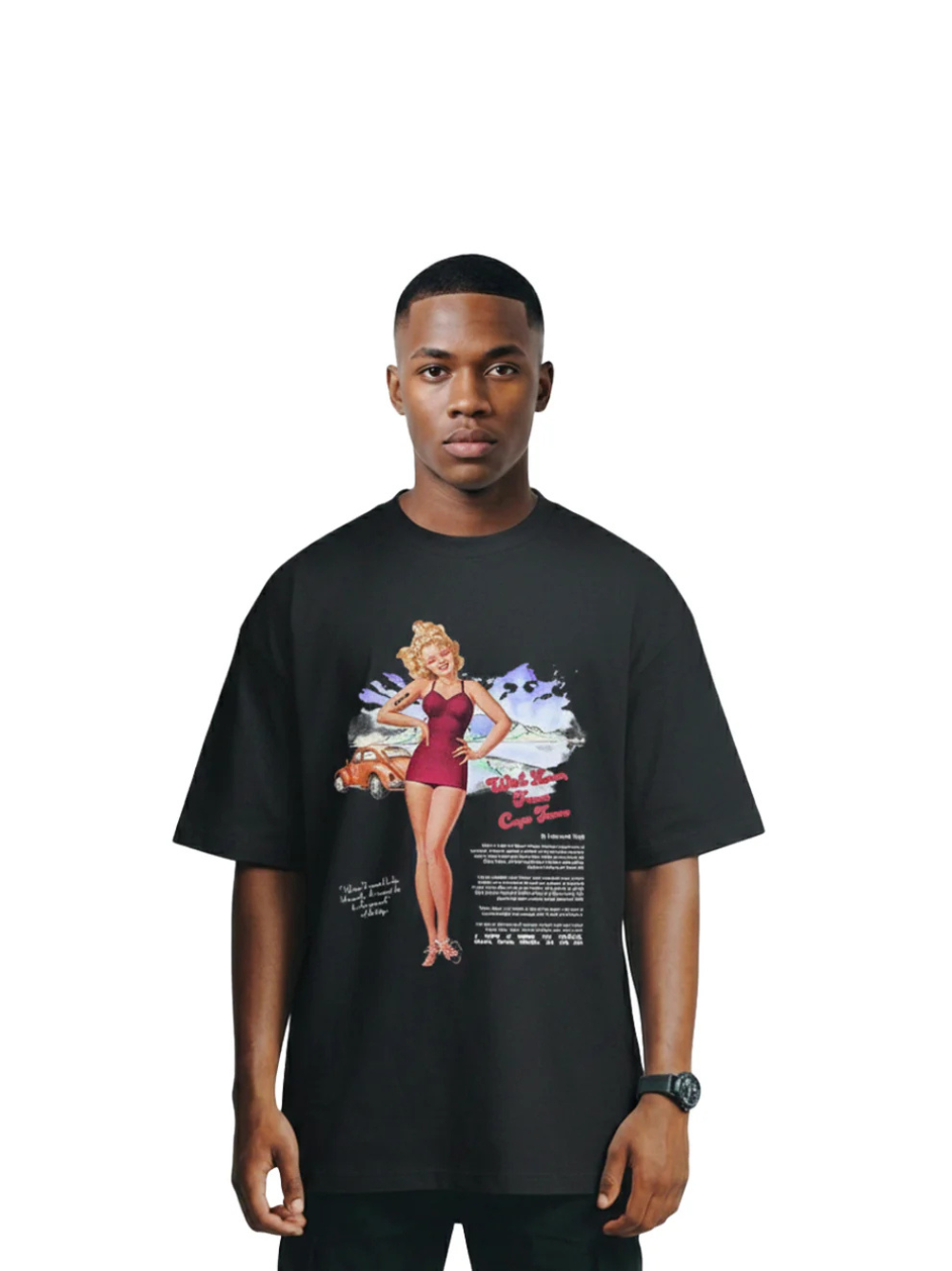 arte black oversized graphic t shirt at unseen grail. local brands south africa. streetwear. men and women. galxboy. bantu. nike. studio image