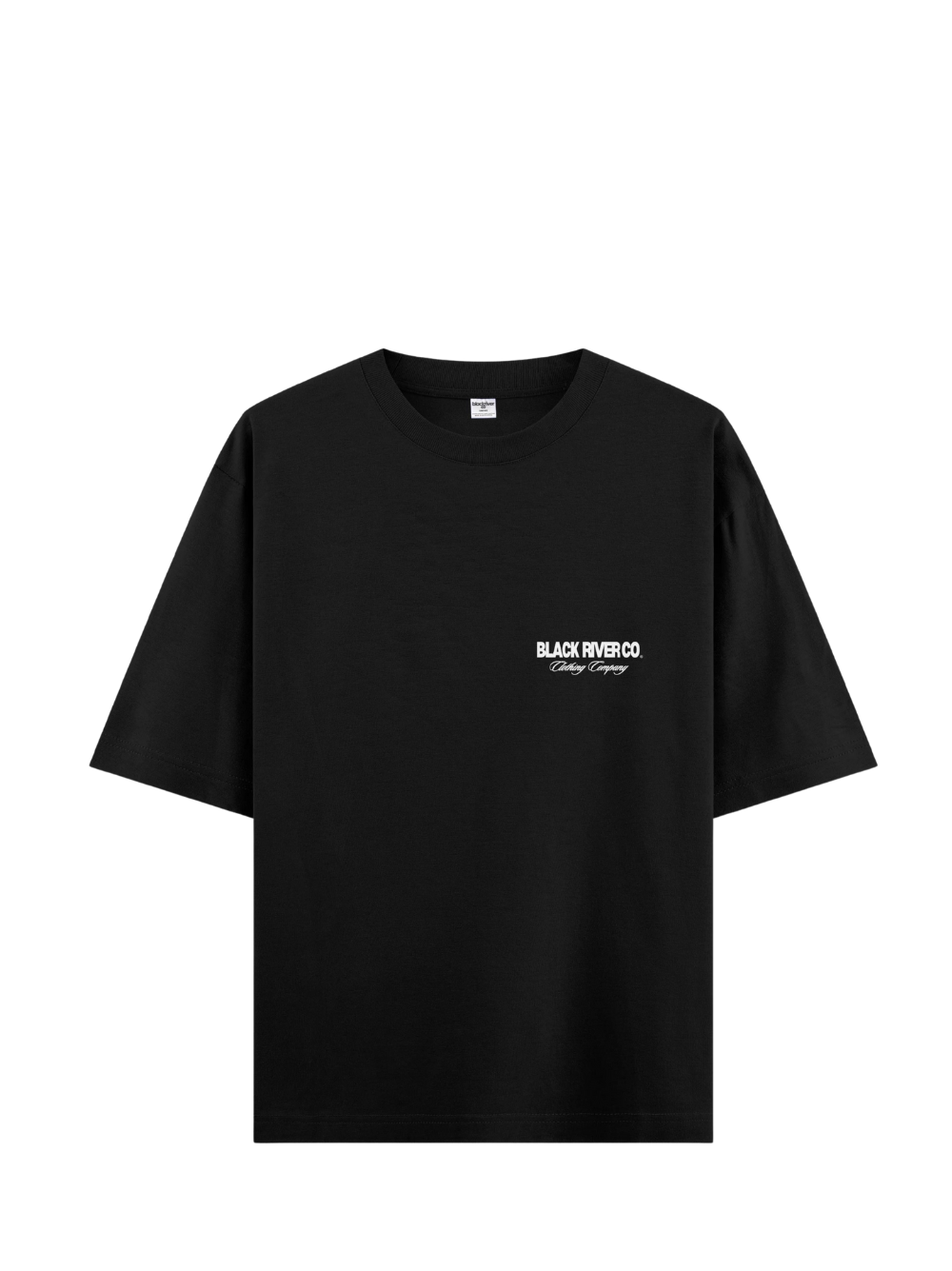 black river black oversized graphic t-shirt at unseen grail. local brands south africa. streetwear. men and women. studio image front. galxboy, bantu