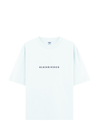 black river white oversized graphic t-shirt at unseen grail. local brands south africa. streetwear. men and women. studio image front. galxboy, bantu, el patron
