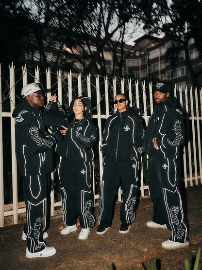 empire black oversized graphic tracksuit at unseen grail. local brands south africa. streetwear. men and women. group image galxboy, bantu