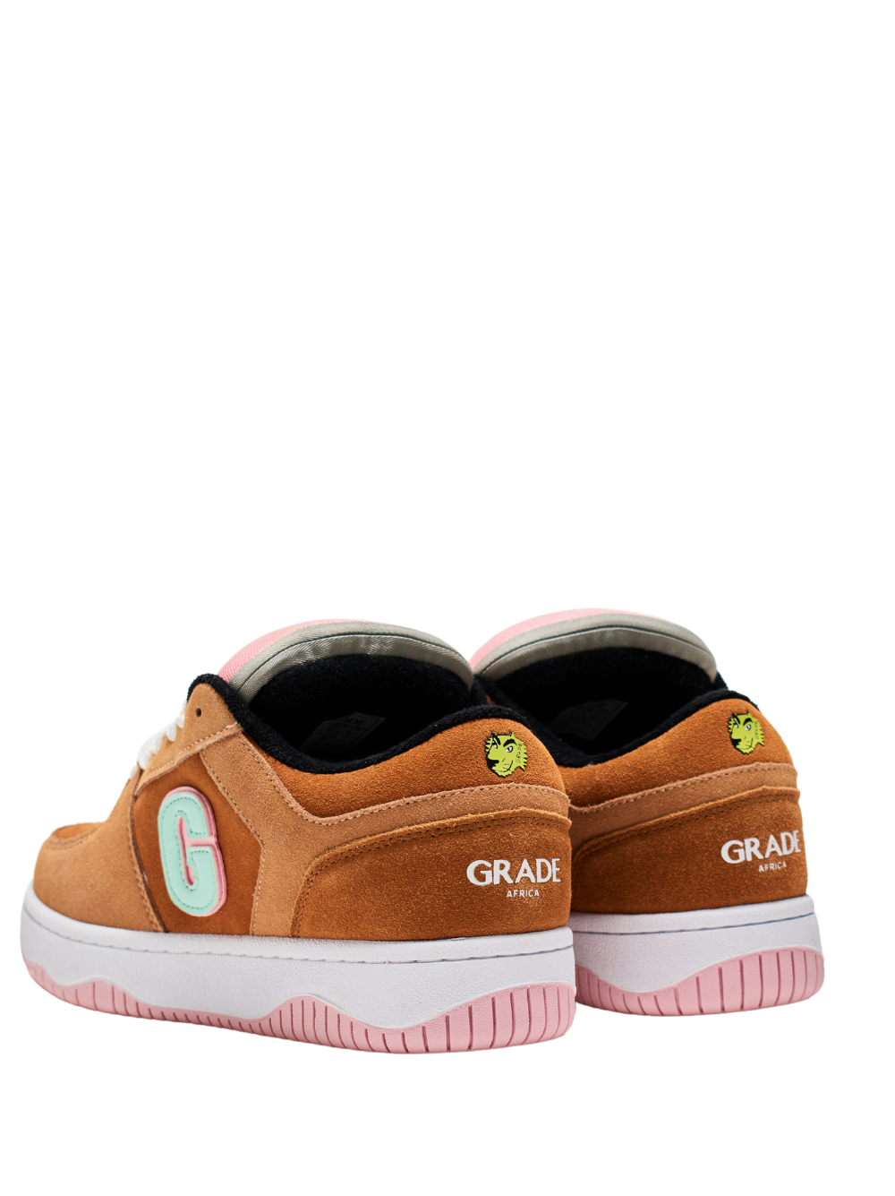 grade africa brown chunky sneaker at unseen grail. local brands south africa. streetwear. men and women. studio image side back