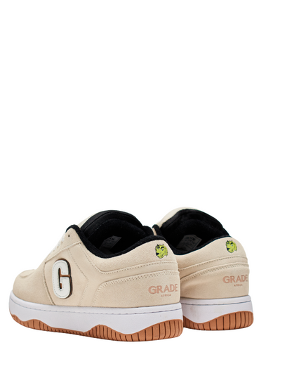 grade africa cream chunky sneaker at unseen grail. local brands south africa. streetwear. men and women. studio image 1 side angle back image