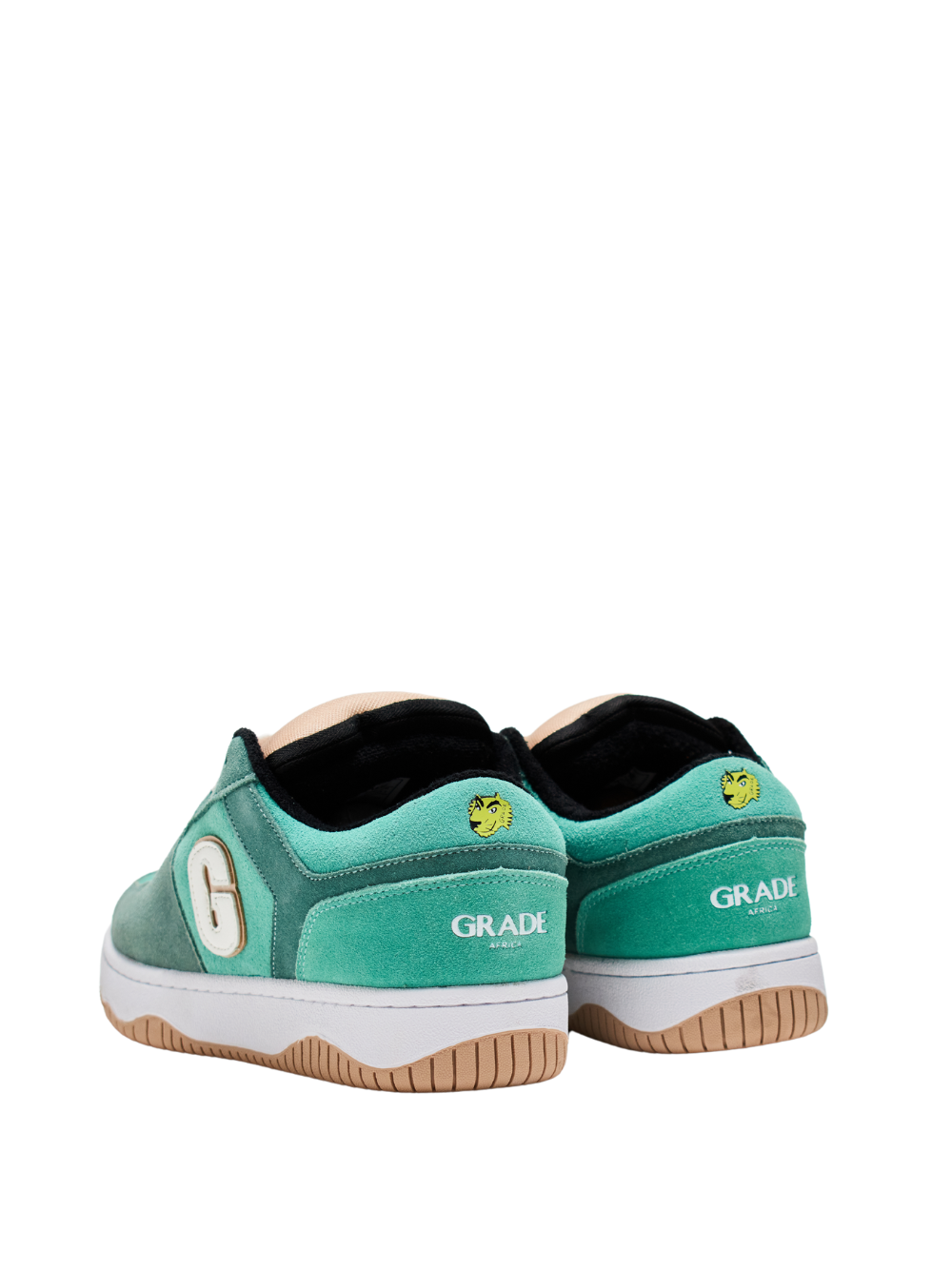 grade africa green chunky sneaker at unseen grail. local brands south africa. streetwear. men and women. studio image side back