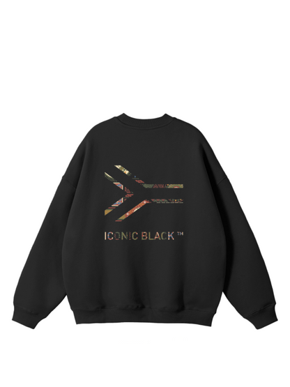 Iconic Black Print Crew Neck Sweater