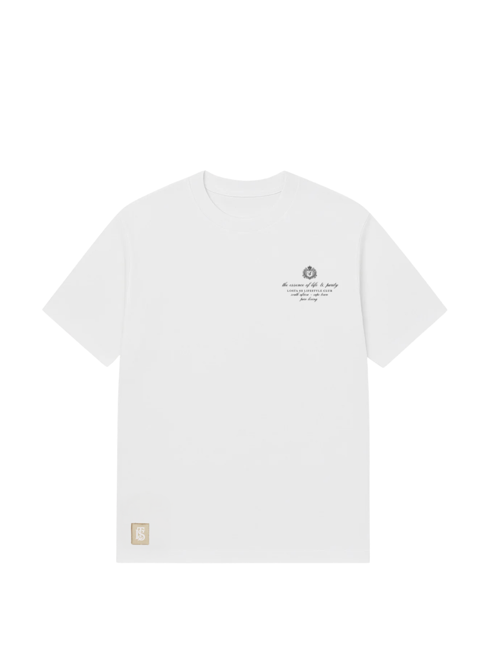losta white oversized image graphic tshirt at unseen grail. local brands south africa. streetwear. men and women. studio image flatlay front