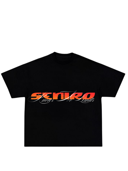 seniro black oversized graphic tshirt at unseen grail. local brands south africa. streetwear. men and women. studio image behind
