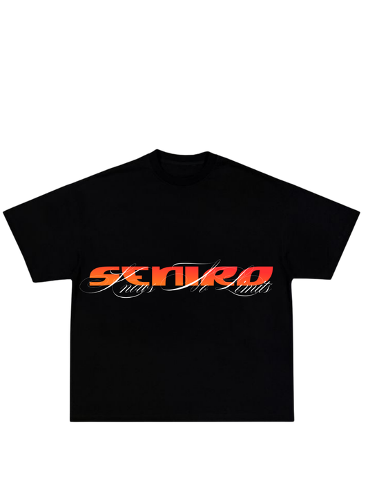 seniro black oversized graphic tshirt at unseen grail. local brands south africa. streetwear. men and women. studio image behind