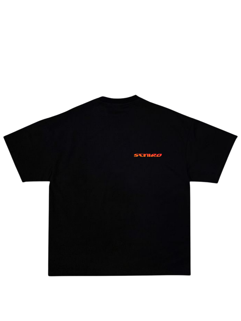 seniro black oversized graphic tshirt at unseen grail. local brands south africa. streetwear. men and women. studio image front