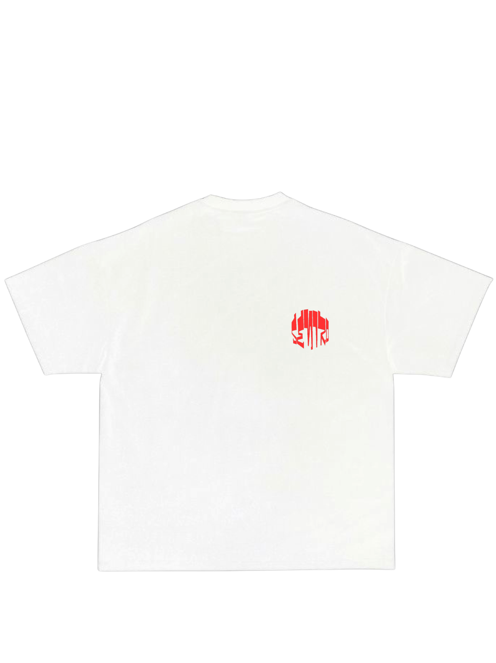 seniro white oversized graphic tshirt at unseen grail. local brands south africa. streetwear. men and women. studio image front