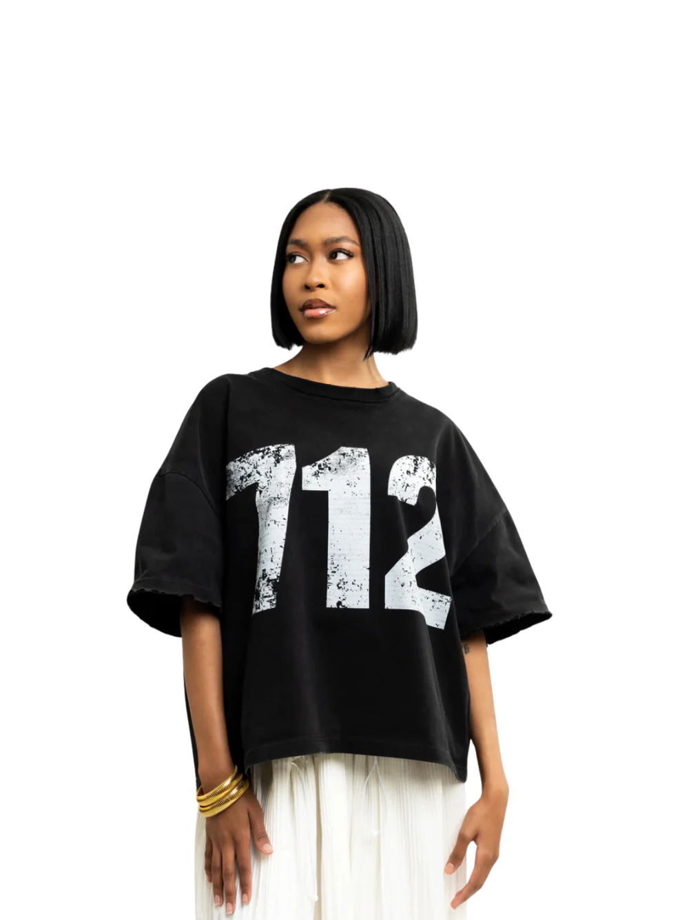 seventwelve studios black oversized tshirt at unseen grail. local brands south africa. streetwear. men and women. female model front 1 image