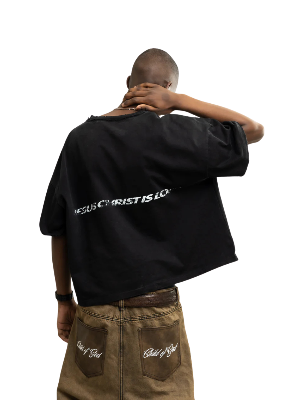 seventwelve studios black oversized tshirt at unseen grail. local brands south africa. streetwear. men and women. male model back image