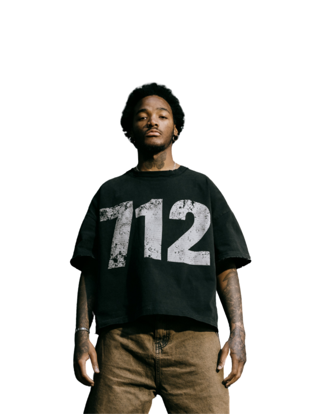 seventwelve studios black oversized tshirt at unseen grail. local brands south africa. streetwear. men and women. male model front