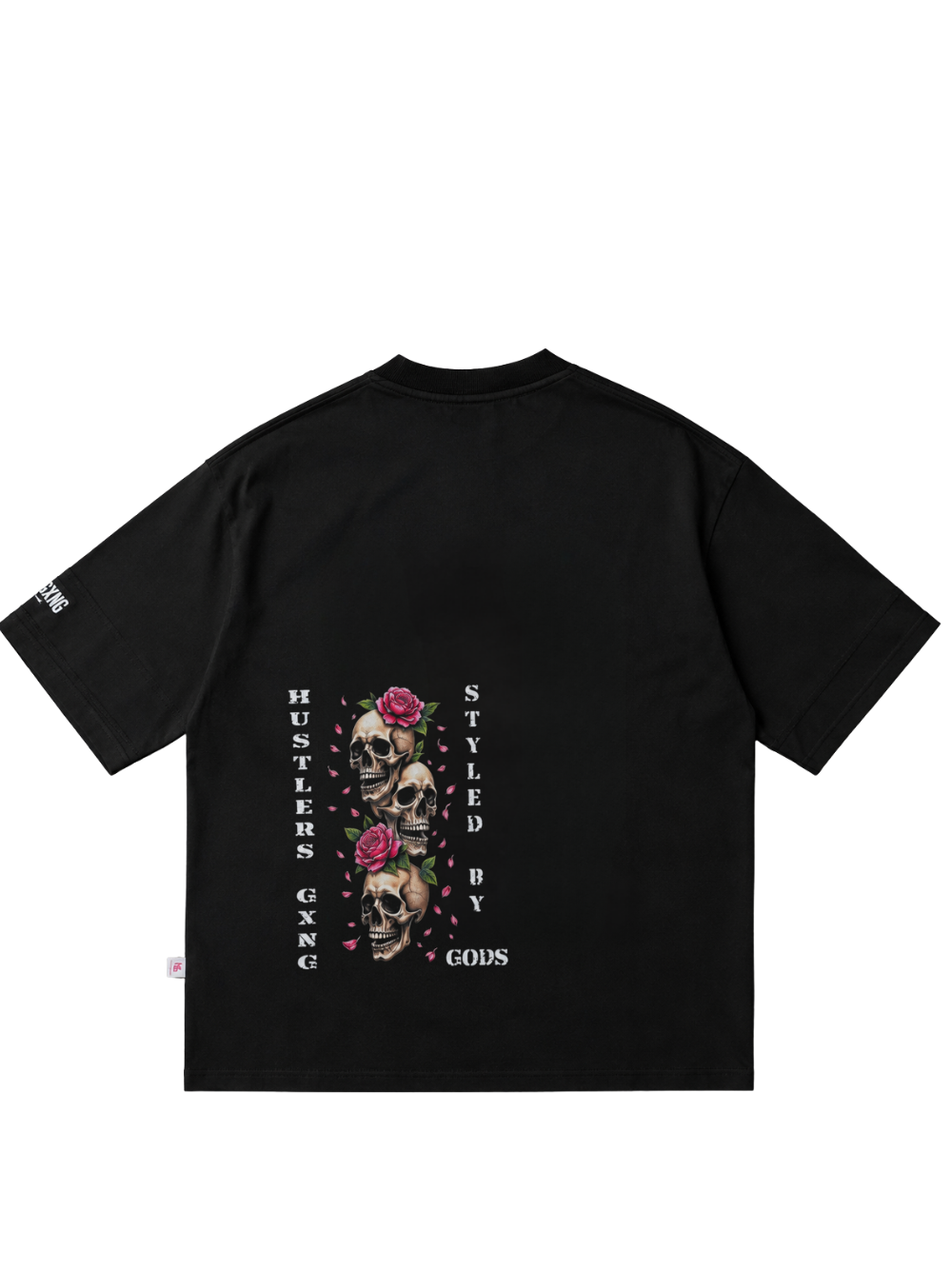 Hustle Gxng Roses “Styled by God” Black  Tshirt